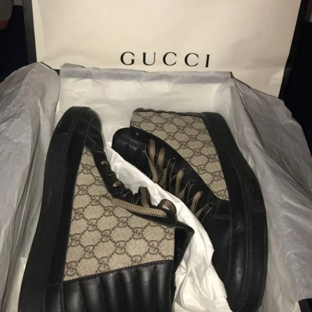 * HOT ITEM * Gucci Limited Edition GG Supreme Hi-Top Sneakers - Size: 12 (USA) - Picture 5 of 7